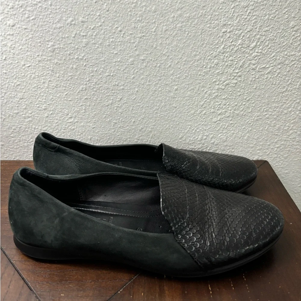 ECCO Touch Ballerina 2.0 Women's Black Leather Flat EU 38 US 7 /‎ 7.5 Snakeskin